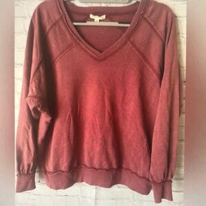 V-Neck Red Sweatshirt